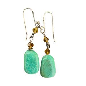 Silpada W1290 Retired Turquoise Golden Crystal Bead Dangle Earrings